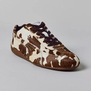 Puma Women's Speedcat Cow Print Sneaker color Chocolate Brown-Gum